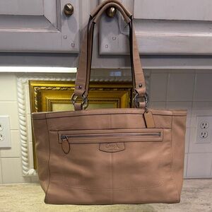 Coach Beige Leather Tote Bag